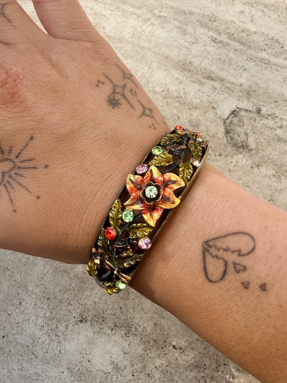 Whimsical floral cuff bracelet